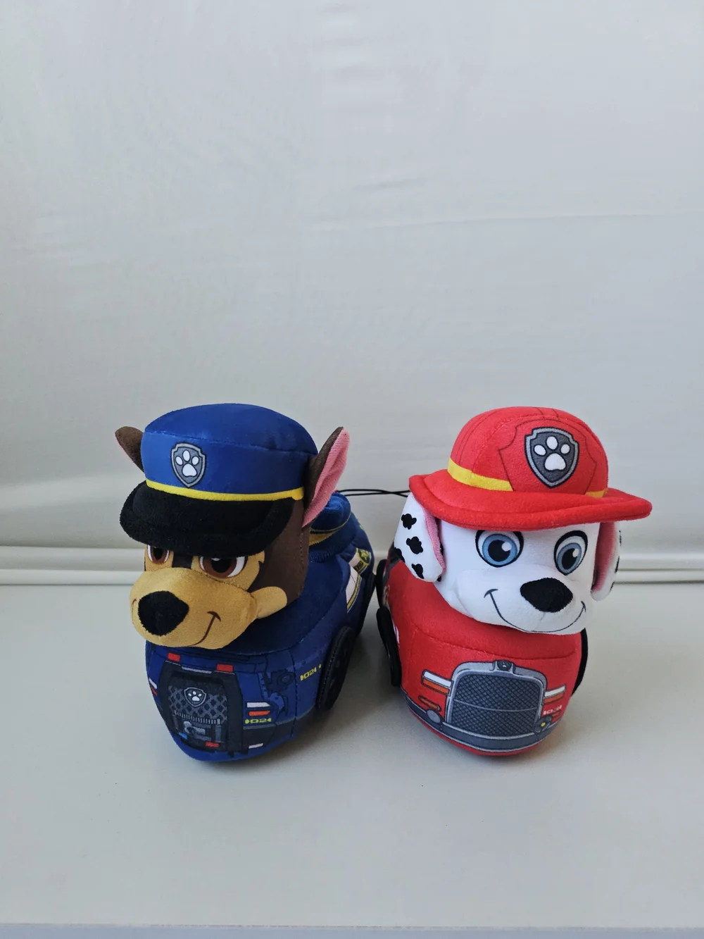 PAW Patrol Toddler Slippers Chase & Marshall Vehicle Plush Booties Size 9-10 NWT